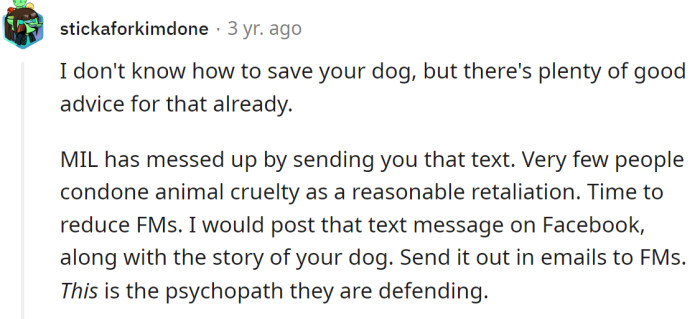 The OP's MIL is a psychopath, and everyone should know it.