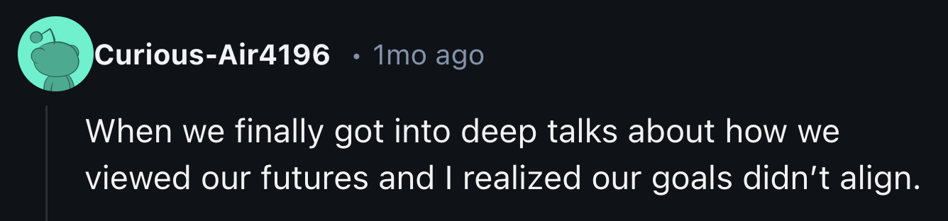 1. This is more than just about hobbies. It's about goals and values.