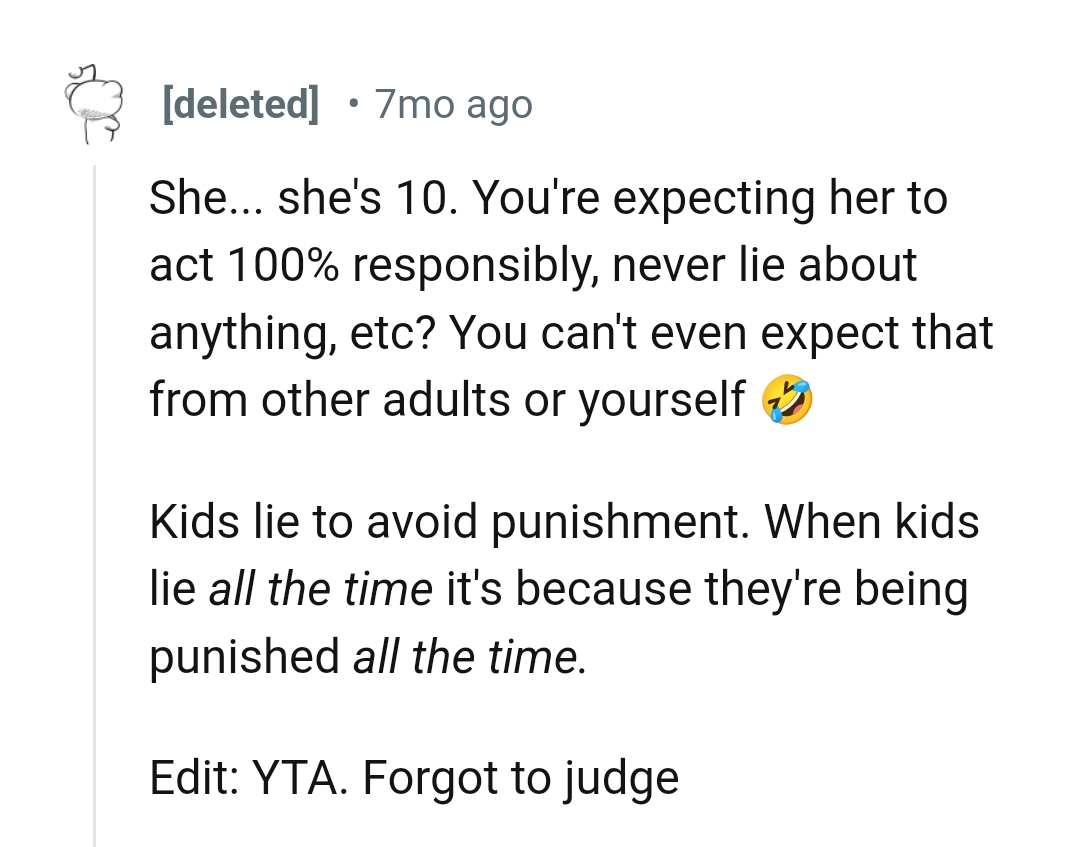 Kids lie to avoid punishment