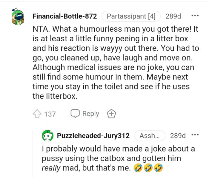 Your boyfriend is a humorless man