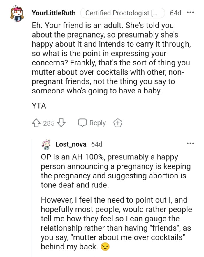 That's not what you say to someone who's expecting