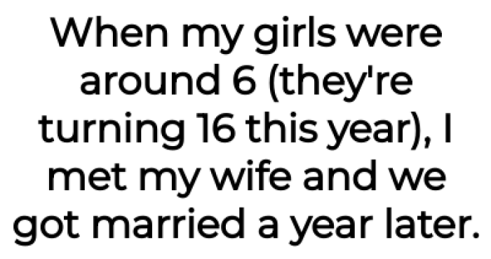 The OP married his wife when the girls were 7: