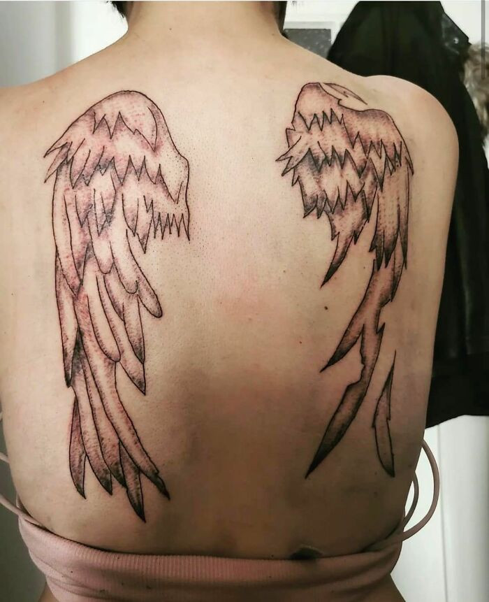 13. I Have Never Seen A Back Wing Tattoo That I Liked. But This One… I Hate Even More Than The Others