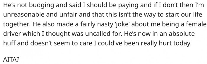 He wants her to replace the car.