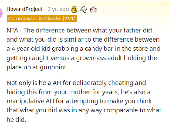 It seems that everyone is on the same page with this and is telling her that she's not wrong, and honestly, she shouldn't attend the wedding at all.