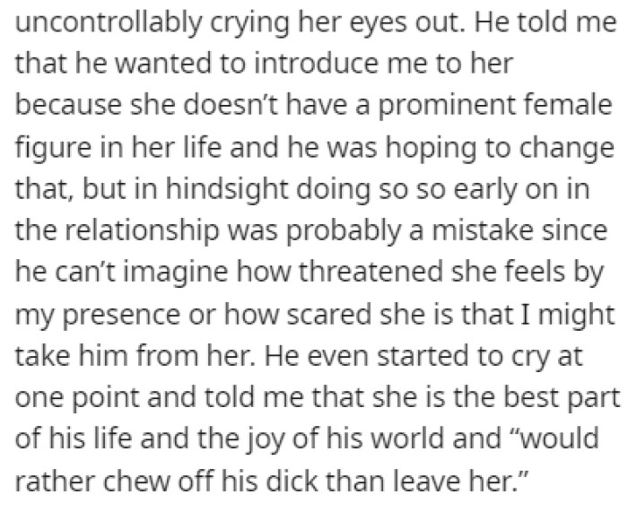 The boyfriend wanted OP to meet his sister so she could have a female figure in her life