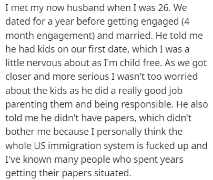 OP met her husband when she was 26 years old, and they got married soon after