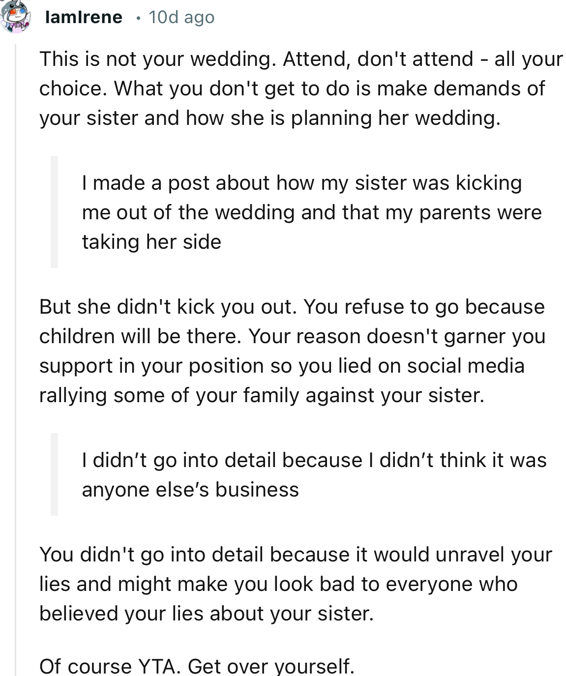 “You Didn't Go into Detail Because It Would Unravel Your Lies and Might Make You Look Bad to Everyone.”