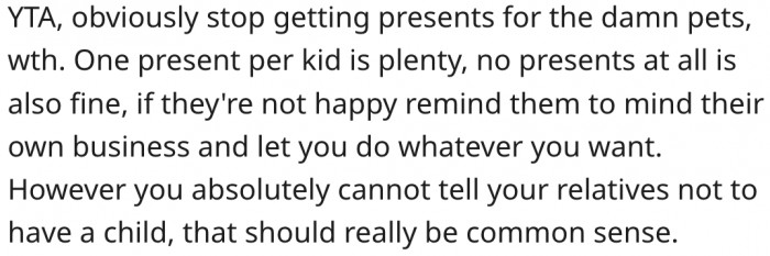 19. It's unreasonable to tell one's relatives not to have a child.
