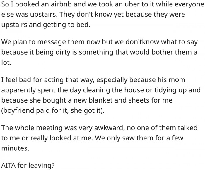 She booked an Airbnb and left. Here's what Reddit thinks.