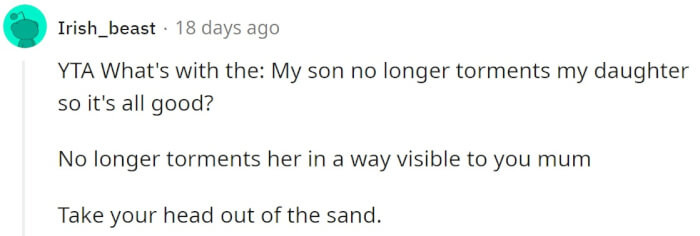 I think this person is suggesting that maybe there is a reason the daughter left the brother out of the picture.