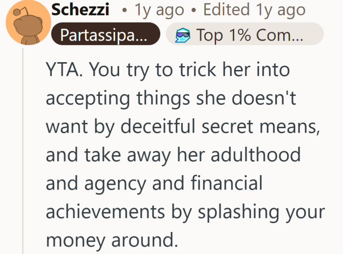 Turns out surprise debt relief is not romantic if the person paying never asked to be rescued.
