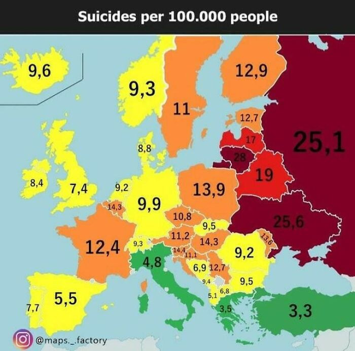 34. Suicide Rate In Europe - 2018