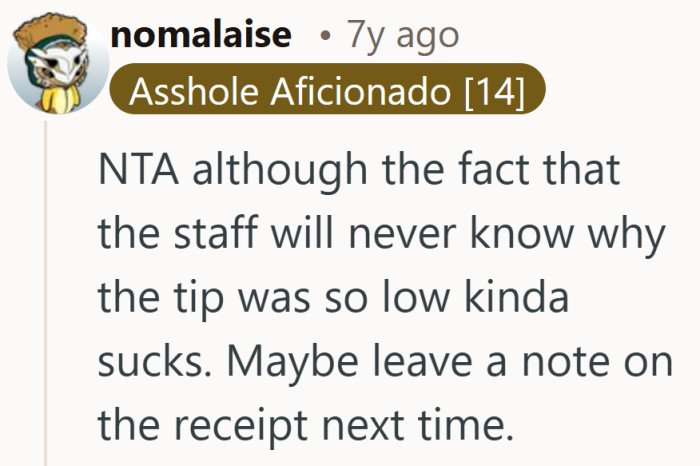 Sometimes a quick note explains more than a reduced percentage ever could.