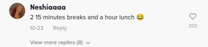 People started sharing how many breaks they took and how long they were.