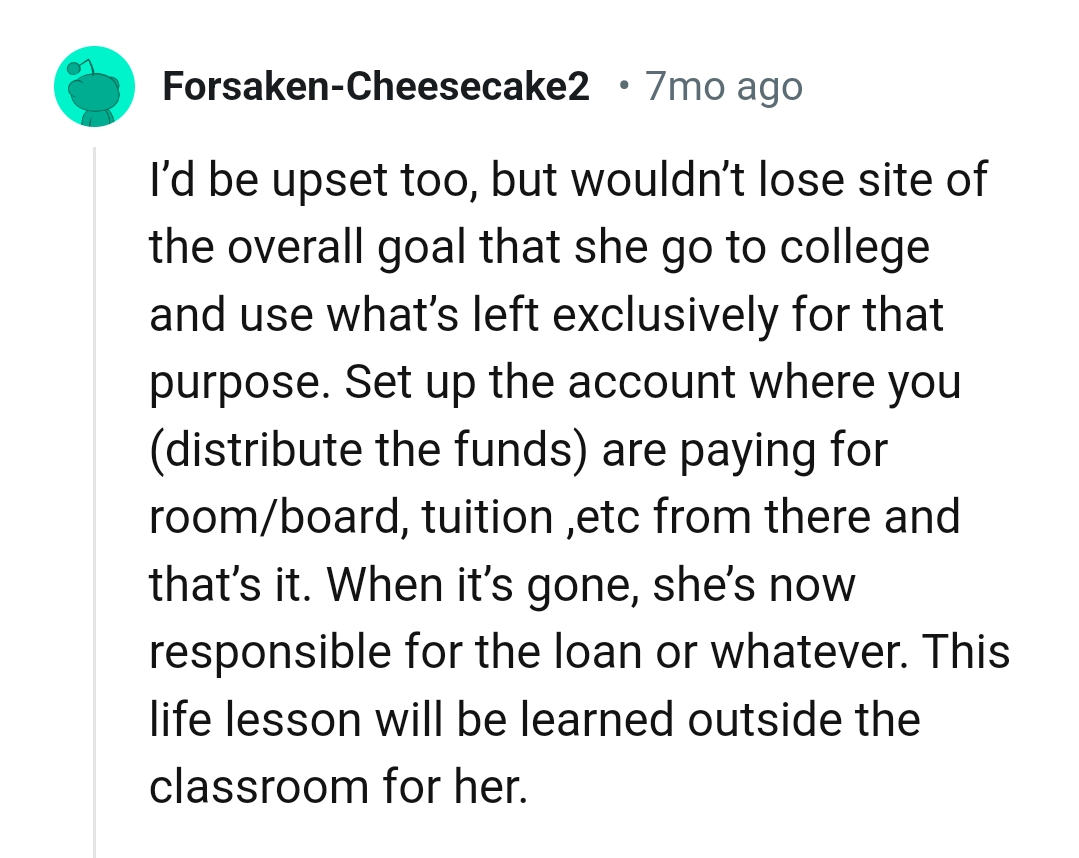 She's now responsible for the loan