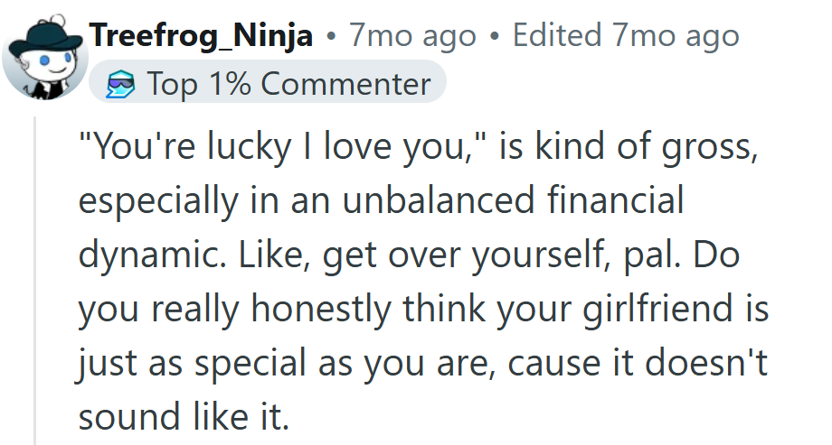 If He Thinks She’s “Lucky,” He Might Need a Reminder That Gratitude Goes Both Ways.