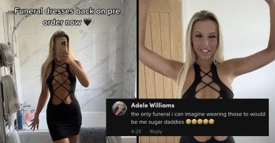 Influencer Designs A Skimpy "Funeral Dress," And People Don't Know How To Feel About It