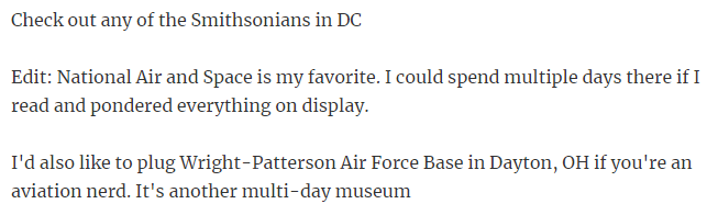 17. Visit the Smithsonian in DC, with the National Air and Space as a must-see.