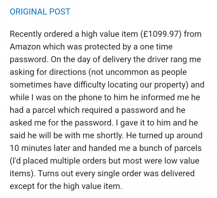 Max ordered a high-value package worth over £1,000 from Amazon, but it never arrived at his house