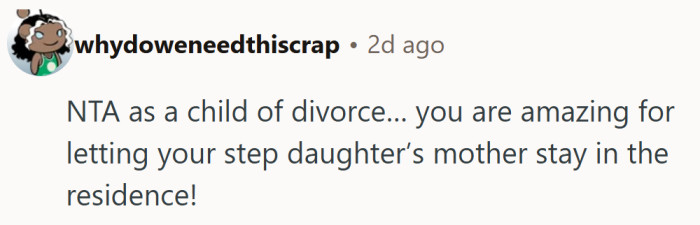 A little cheer from someone who knows the terrain, basically saying you earned a gold star in the co-parenting Olympics.