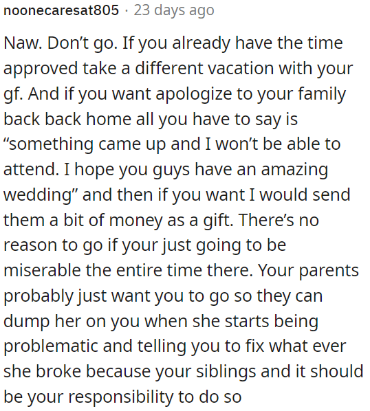 OP should avoid going if it will only lead to discomfort.