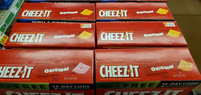 "I Found This Very Unappetizing Image Of A Cheez-It At The Grocery Store"