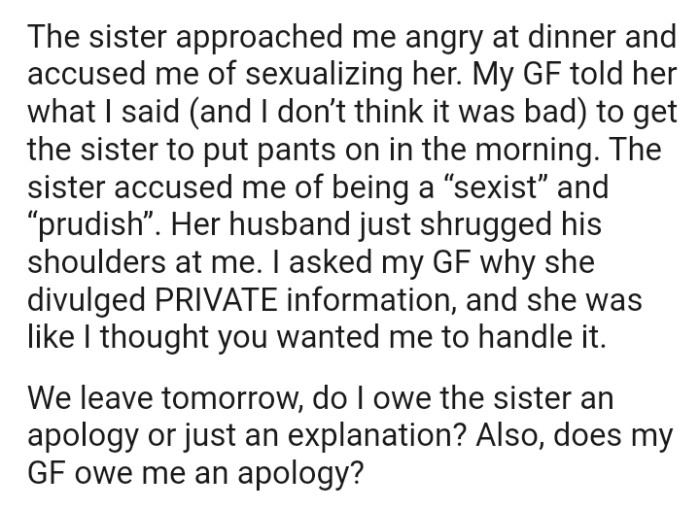 Now, the sister accused the OP of being 