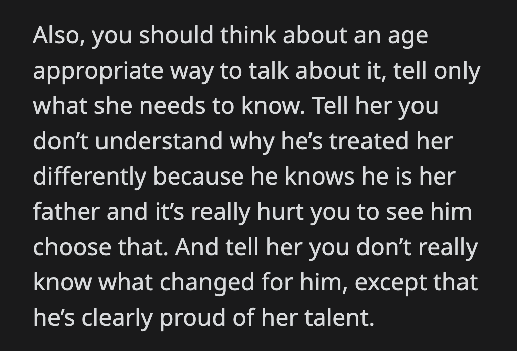 OP needs to keep in mind that if she does tell Julie the truth, their conversation has to be age-appropriate.