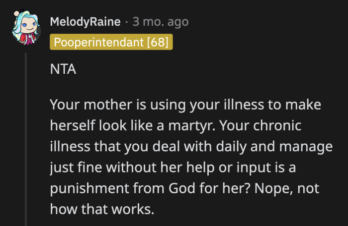 It's really heartbreaking that she thought it was appropriate to say all of that, especially in front of OP