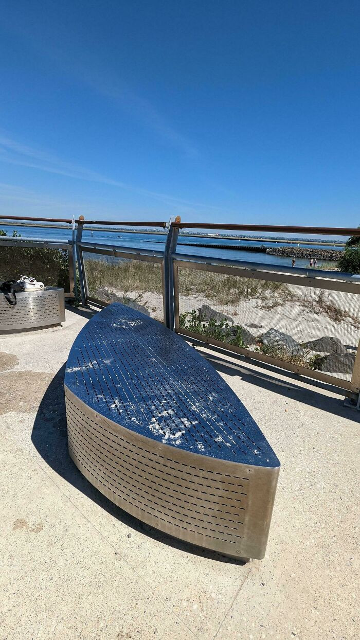 24. Stainless Steel Bench At The Beach. The Temperature Today Is 31°C