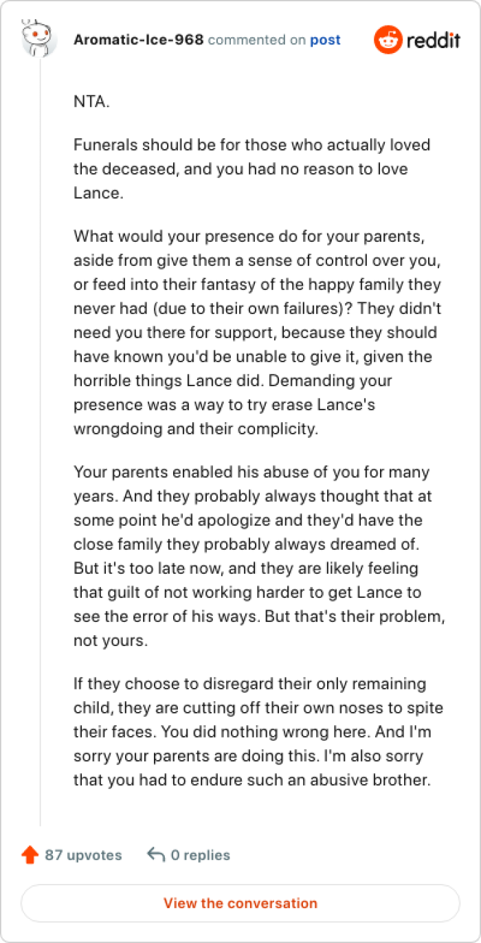 This is a great way to put it too because there was no love there.