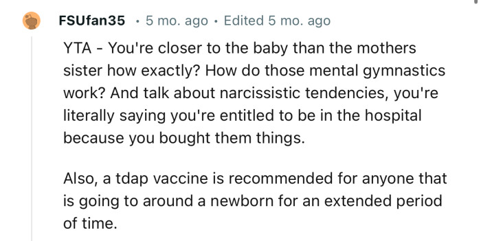 “You’re literally saying you're entitled to be in the hospital because you bought them things.”