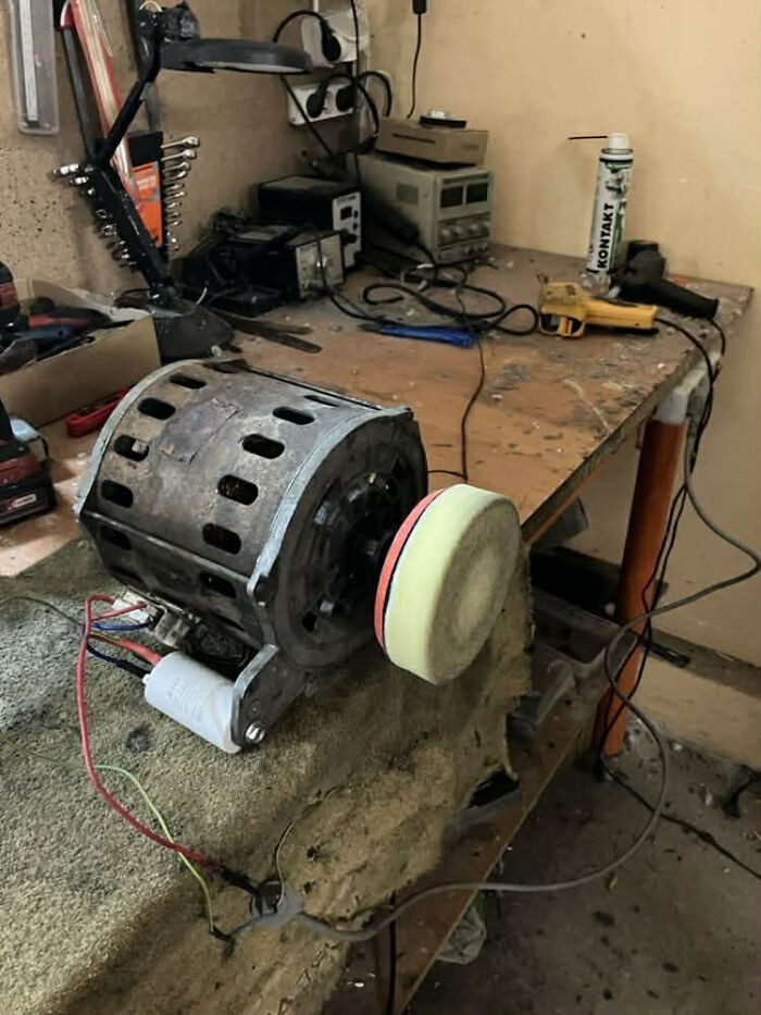 "Washing Machine Engine With Polishing Attachment, By My Dearest Uncle"