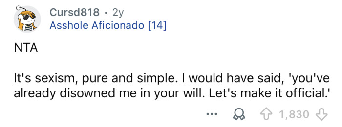 This is sexism at its finest.