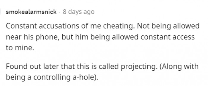 #24 Accusing you to cover up his doings is too common.