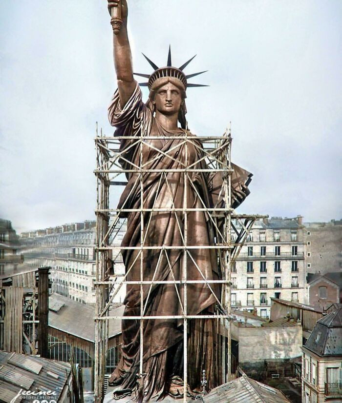 "Statue Of Liberty Towering Over Paris Just Before It Was Disassembled And Shipped To New York, 1886"
