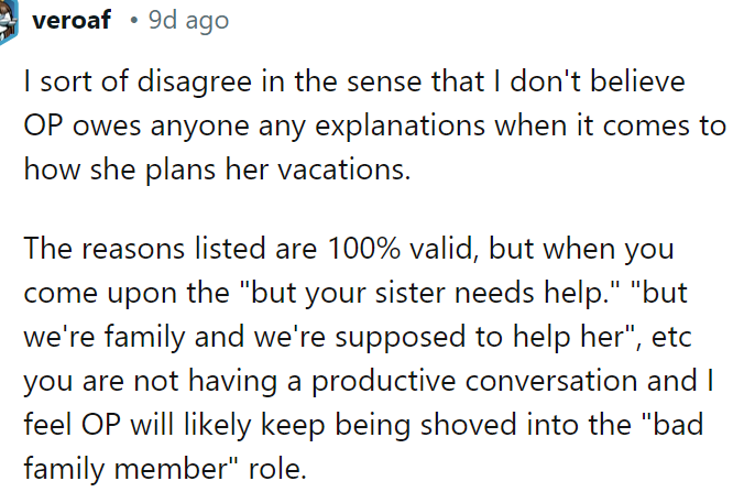 Another Redditor said the OP doesn't owe anyone any explanations