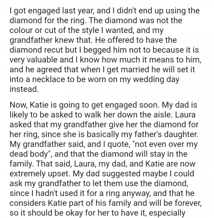 He offered to have the diamond recut, but the OP begged him not to