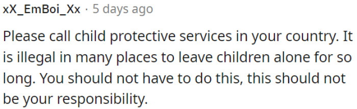 OP needs to contact Child Protective Services.