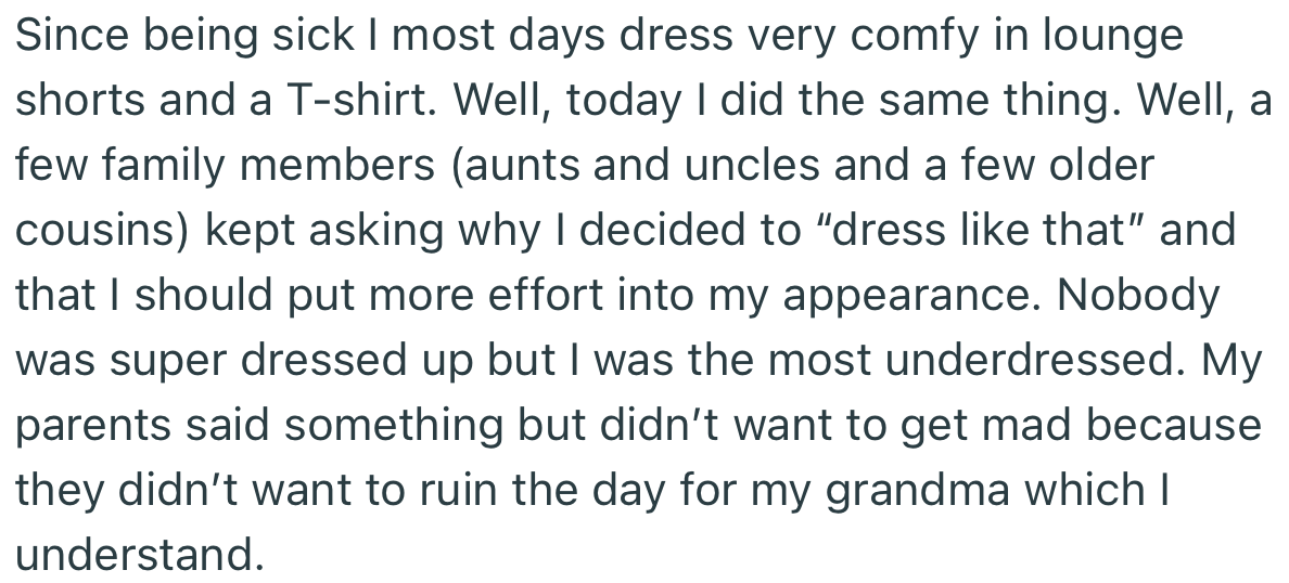 Not long into the party, OP was already facing criticism for her simple dressing