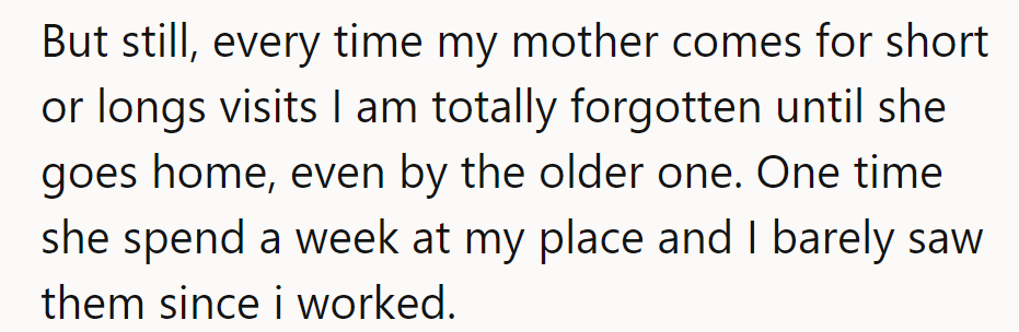 NTA! The cats turn them into a ghost during their mom's visits—cats follow their favorites!