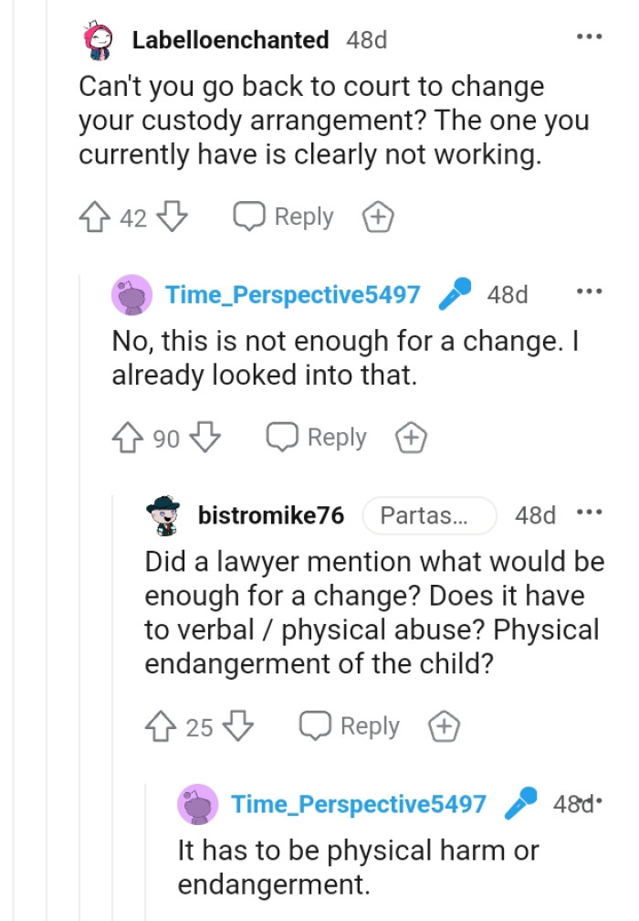 Changing the custody agreement