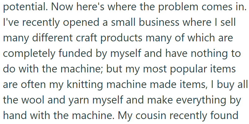 The OP even started a small business recently: