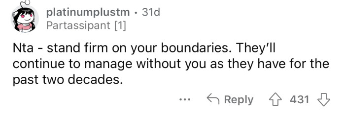 “Stand firm on your boundaries.”