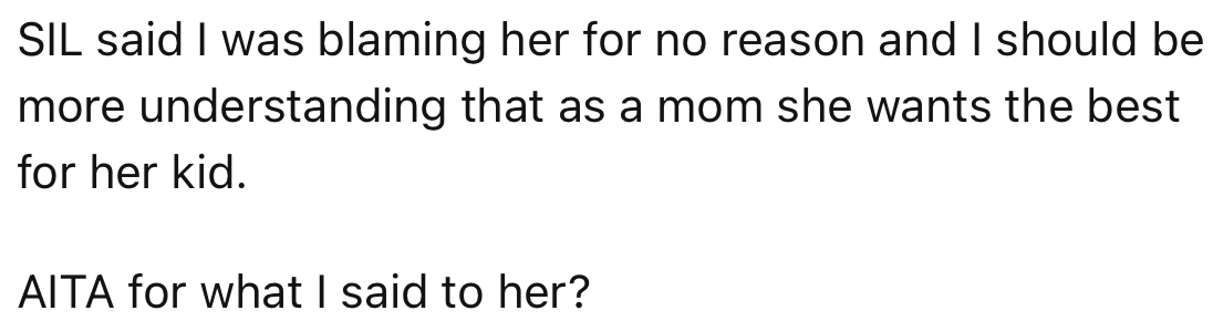 Despite OP’s Defense of Jax, SIL Still Feels She’s Being Punished for a Crime She Didn’t Commit