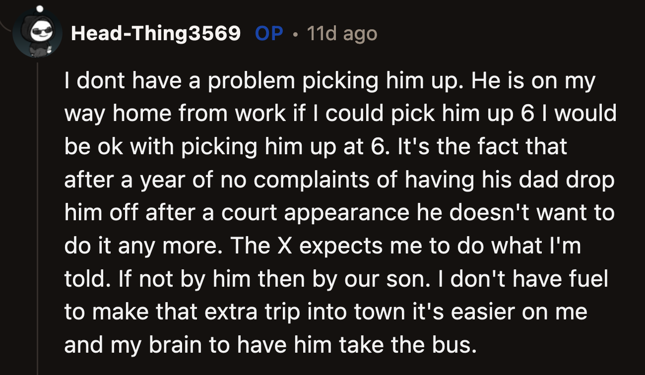 OP and her ex are too busy bickering to notice how badly their actions impact their teenage son.