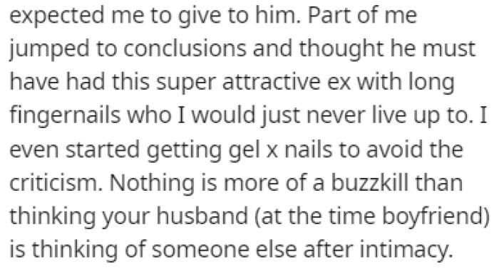 OP began to worry that she wasn't doing a good job with her scratching since her husband kept complaining