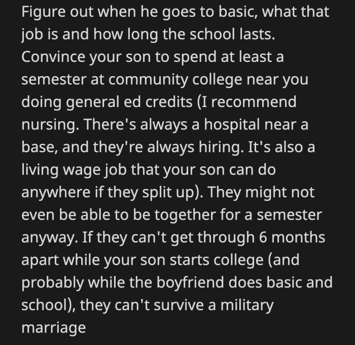 They can help Cooper see the benefits of a higher education by convincing him to try at least a semester at a college of his choice.