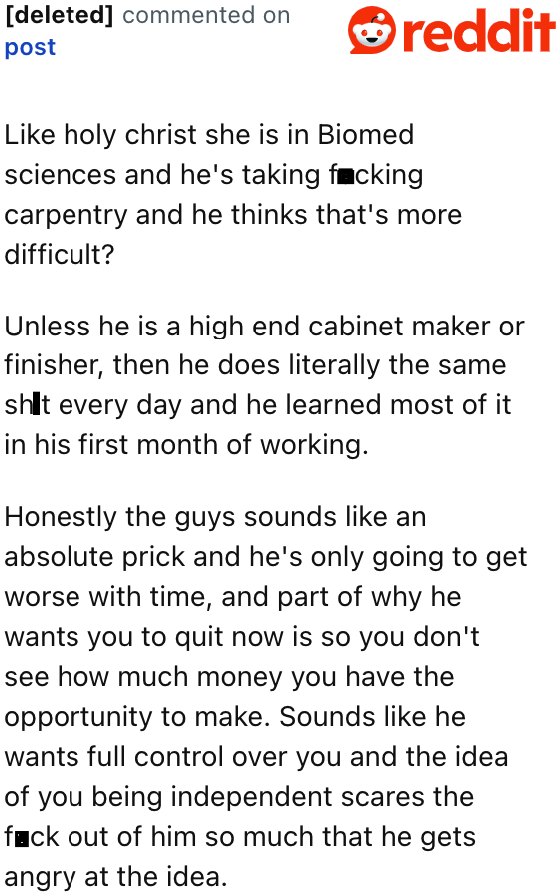 This guy wants full control of the OP. It will not be a very happy marriage.